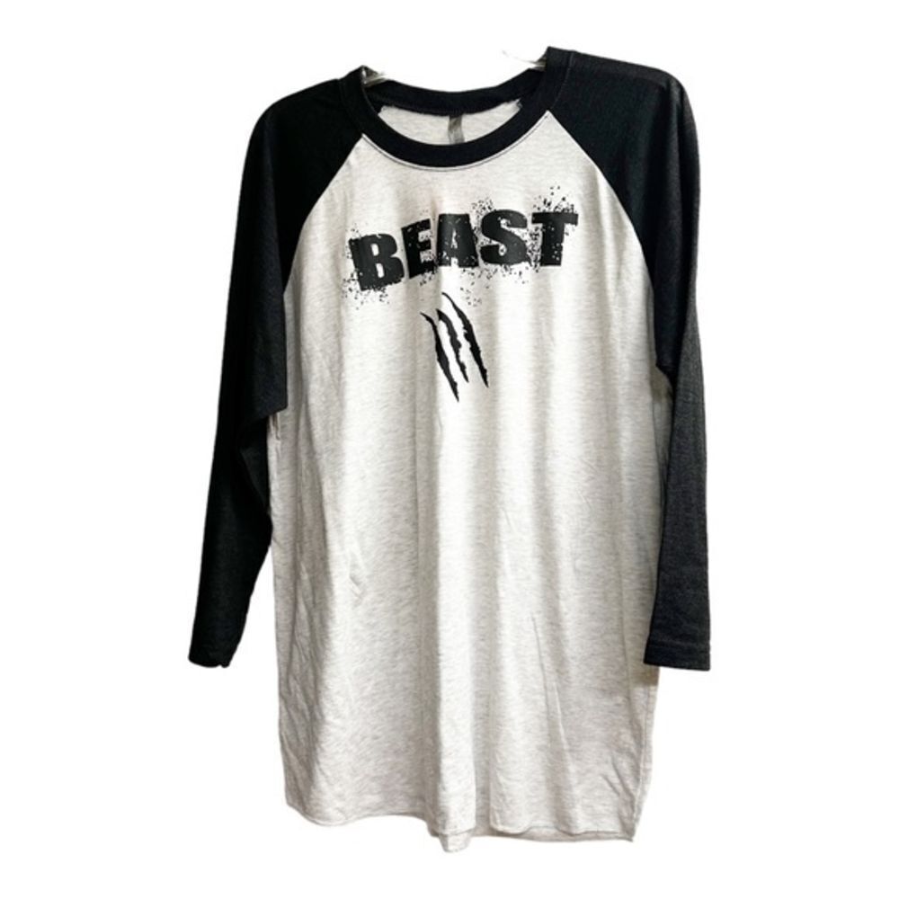 Next Level Beast Graphic Raglan Baseball Tee Long Sleeve Unisex Shirt‎ L